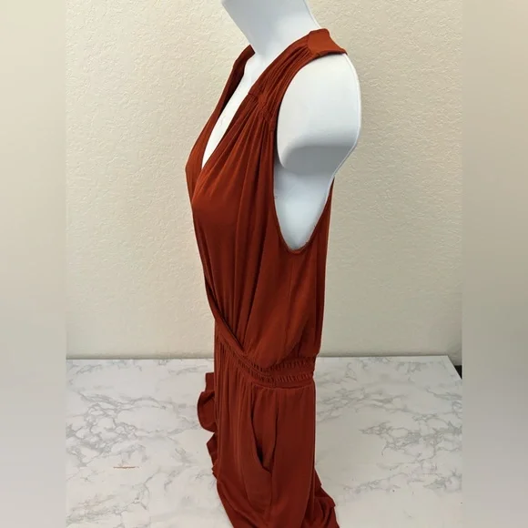 24/7 Maurices Stretch Short Sleeve front Romper Sz S Burgundy Elastic Waist - Picture 2 of 8